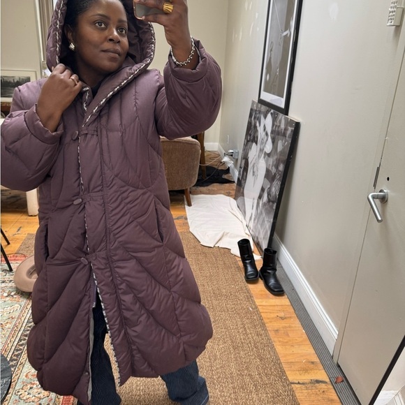 80s featherweights quilted feather puffy long down coat with hood - Picture 10 of 15